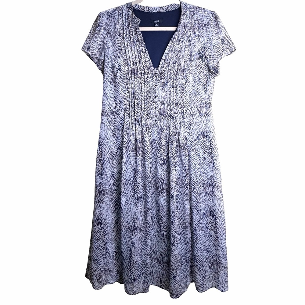 MSK Animal Print Short Sleeve MIDI Sheer Overlay Dress Size 8